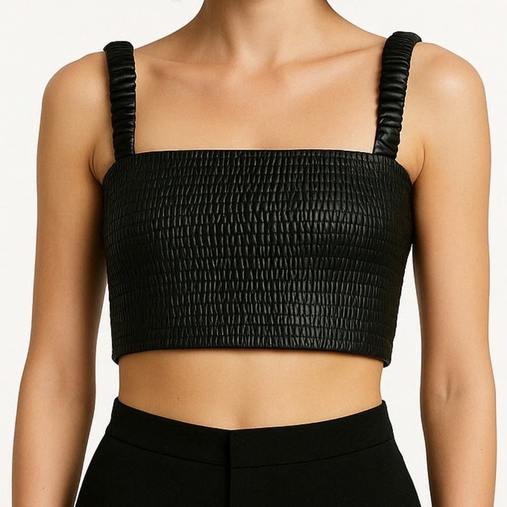 Proenza Schouler Black Textured Crop Top